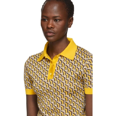 Shop Prada Yellow Silk Printed Polo