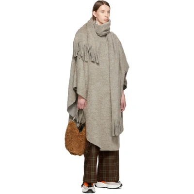 Shop Mm6 Maison Margiela Grey Raw Edge Scarf Poncho