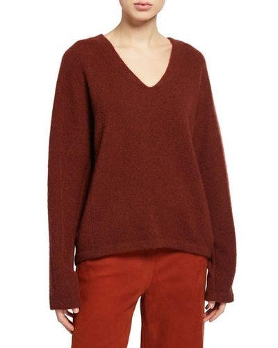 Shop Vince V-neck Dolman-sleeve Sweater In Red