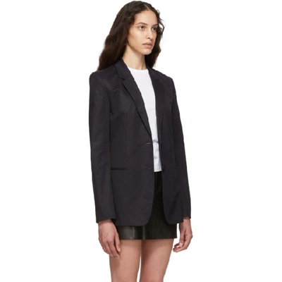 Shop Helmut Lang Navy Resin Cotton Twill Blazer In Ink