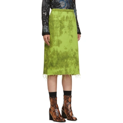 Shop Marques' Almeida Marques Almeida Green Denim Tie-dye Skirt In Lime Tie D