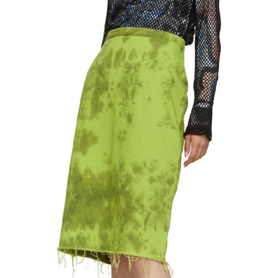 Shop Marques' Almeida Marques Almeida Green Denim Tie-dye Skirt In Lime Tie D