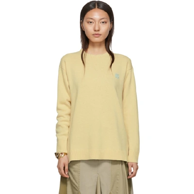 Shop Loewe Yellow Wool Anagram Sweater In 2150 Sand