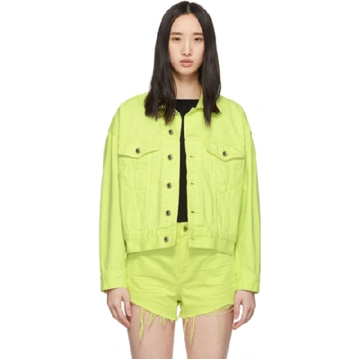 Shop Alexander Wang Yellow Denim Game Jacket In 305 Highlig