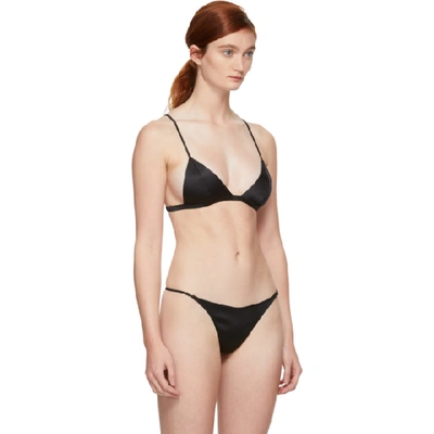 Shop Fleur Du Mal Black Silk Luxe Triangle Bra In 100 Black