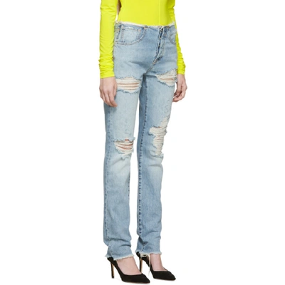 Shop Ben Taverniti Unravel Project Unravel Blue Vintage Spray Jeans In Indigo Ston