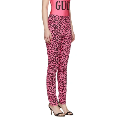 Shop Gucci Pink Leopard Jeans In 5053 Pink