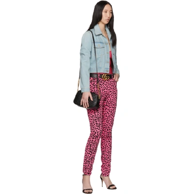 Shop Gucci Pink Leopard Jeans In 5053 Pink