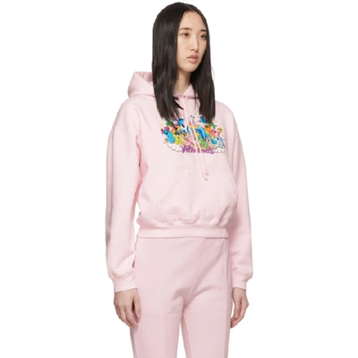 Shop Vetements Pink Unicorn Cropped Hoodie In Light Pink