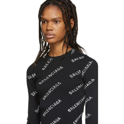 Shop Balenciaga Black All Over Logo Sweater