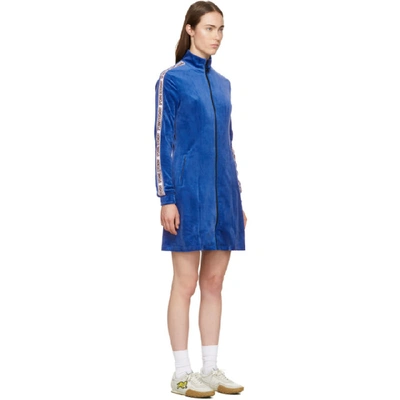 Shop Opening Ceremony Blue Plush Velour Track Dress In 4204 Pacifi