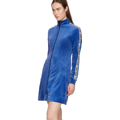 Shop Opening Ceremony Blue Plush Velour Track Dress In 4204 Pacifi