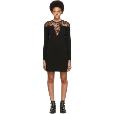 Shop Givenchy Black Lace-trimmed Dress In 001 Black