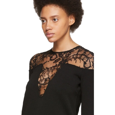Shop Givenchy Black Lace-trimmed Dress In 001 Black