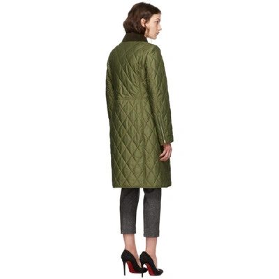 Shop Burberry Green Quilted Ongar Equestrian Jacket