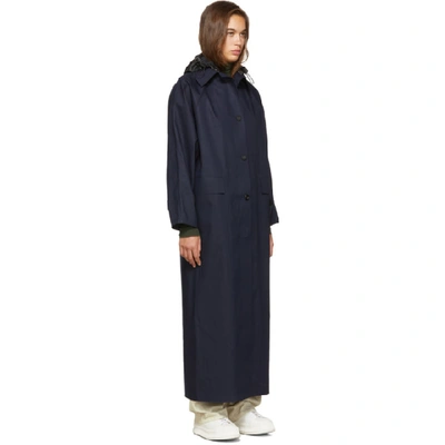 Shop Kassl Editions Ssense Exclusive Navy Canvas Trench Coat In Navy/oil