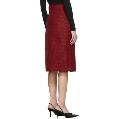 Shop Balenciaga Red Houndstooth Skirt