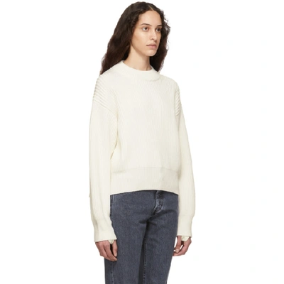 Shop Helmut Lang Off-white Wool And Cotton Sweater In Ecru