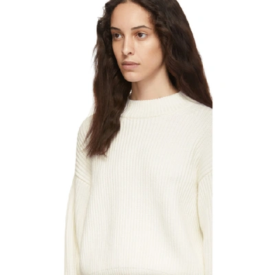 Shop Helmut Lang Off-white Wool And Cotton Sweater In Ecru