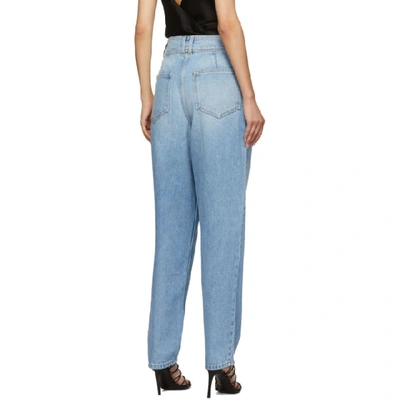 Shop Balmain Blue High-waisted Tapered Jeans In 6fc Blue