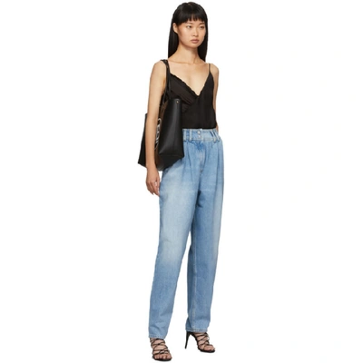 Shop Balmain Blue High-waisted Tapered Jeans In 6fc Blue