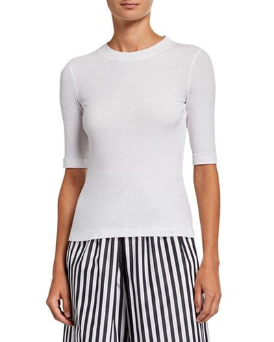 Shop Rosetta Getty Cotton Cropped-sleeve T-shirt In White