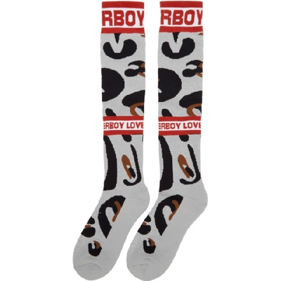 Shop Charles Jeffrey Loverboy Grey & Brown Loverboy Monster Socks In Grey Brown