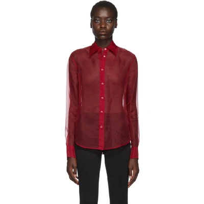 Shop Helmut Lang Red Organza Shirt