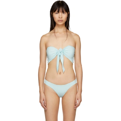 Shop Myraswim Blue Gene Bikini Top In Rain