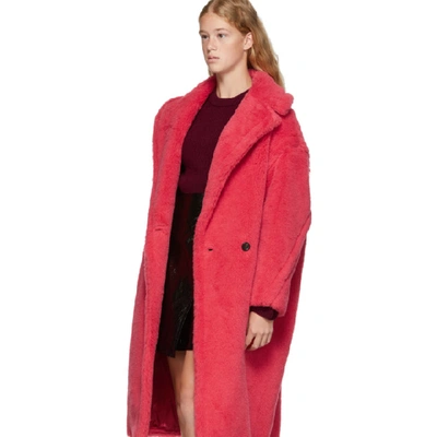 Shop Max Mara Red Teddy Bear Coat In 009 Coral