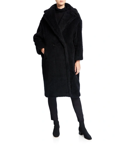 Max Mara Hooded Coat With Belt In Black Wool In Black