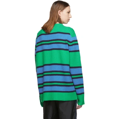 Shop Acne Studios Green And Blue Nimah Face Crewneck Sweater In Green Multi