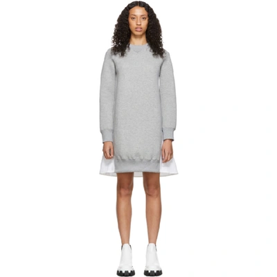 Shop Sacai Grey And White Sponge Sweatshirt Dress In 376 L Gray