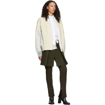 Shop Sacai Khaki Panel Trousers In 501 Khaki