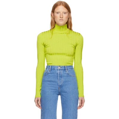 Shop Nina Ricci Green Knit Turtleneck In U5075 Lime