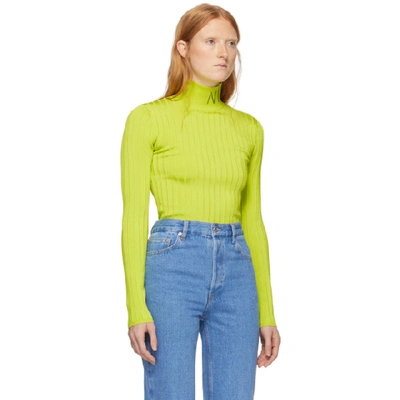 Shop Nina Ricci Green Knit Turtleneck In U5075 Lime