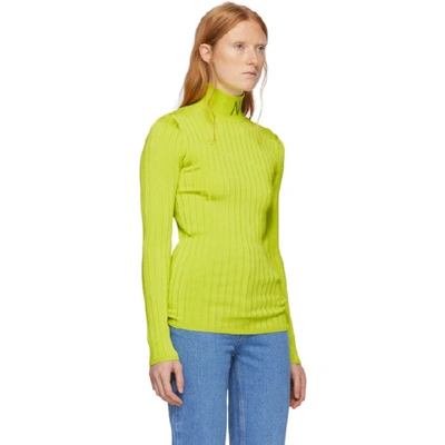 Shop Nina Ricci Green Knit Turtleneck In U5075 Lime