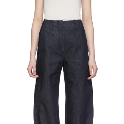 Shop Lemaire Ssense Exclusive Navy Large Twisted Jeans In 791 Darknvy