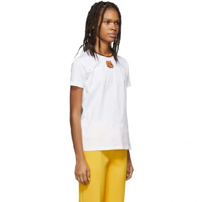 Shop Prada White & Orange Ribbed Collar T-shirt In F011g Orang