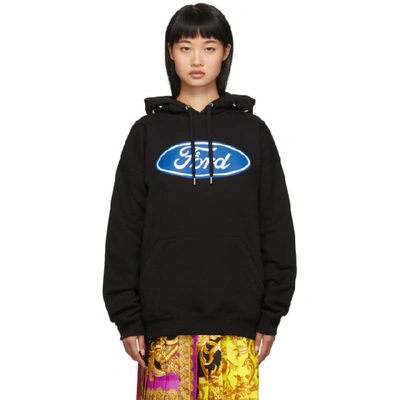 Shop Versace Black Ford Edition Logo Hoodie In A008 Black