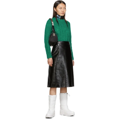 Shop Prada Black Leather A Line Skirt
