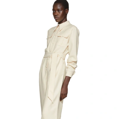 Shop Gucci Off-white Crepe Belted Jumpsuit In 9205 Garden