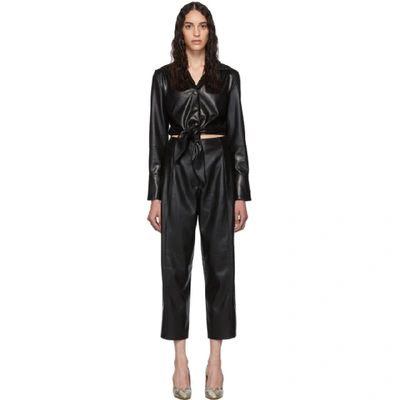 Shop Nanushka Black Vegan Leather Ana Jumpsuit