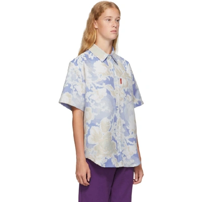 Shop Martine Rose Blue Floral Woven Shirt
