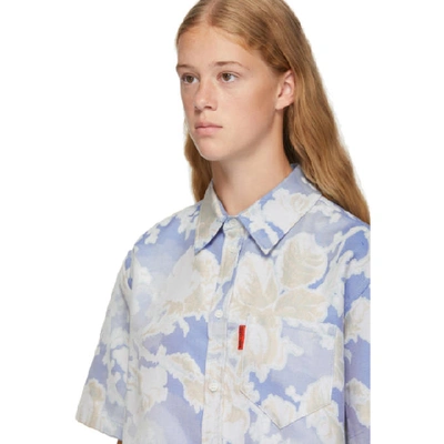 Shop Martine Rose Blue Floral Woven Shirt