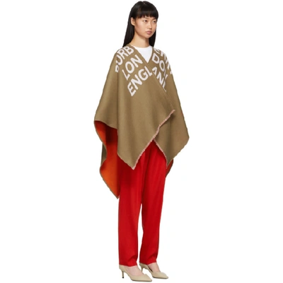 Shop Burberry Brown Logo Poncho Coat