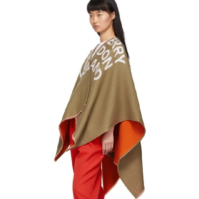 Shop Burberry Brown Logo Poncho Coat