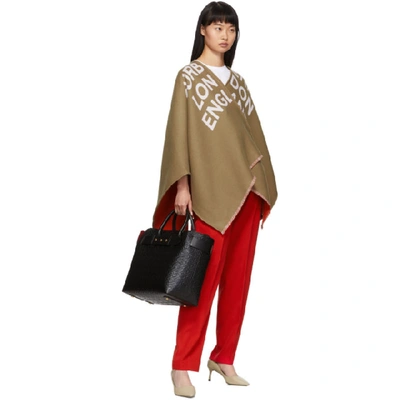 Shop Burberry Brown Logo Poncho Coat