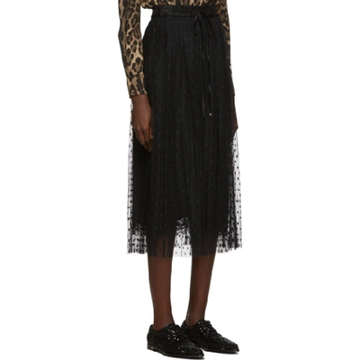 Shop Dolce & Gabbana Dolce And Gabbana Black Tulle Pleated Polka Dot Skirt In N0000 Black