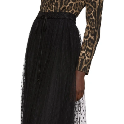 Shop Dolce & Gabbana Dolce And Gabbana Black Tulle Pleated Polka Dot Skirt In N0000 Black